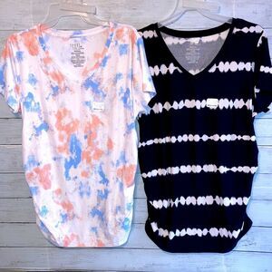 Womens Maternity Butter Soft Short Sleeve T-Shirt Top 2-Pack Size M